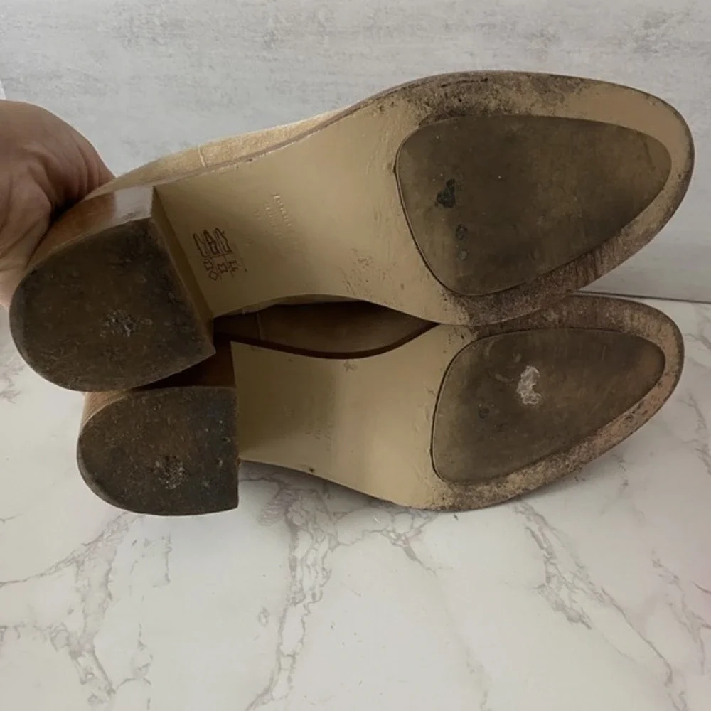 Jenni Kayne Ankle Boots Women Sz 39 (US‎ 9) Beige Suede Almond Toe Mid Heel